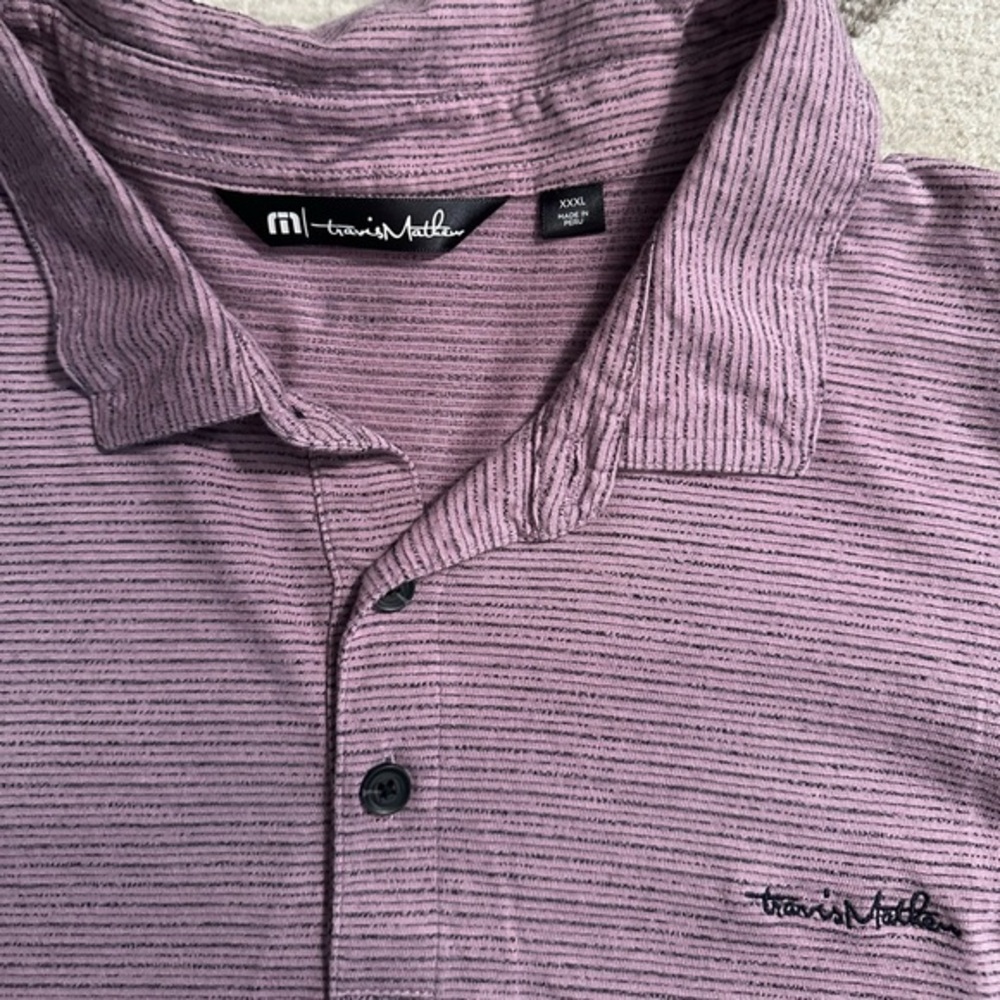 Like New Travis Mathew Lavender Striped Polo